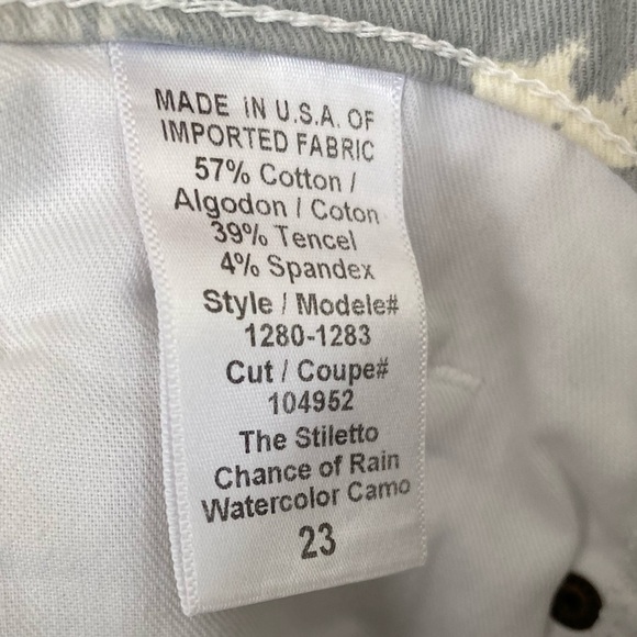 𝅺current/elliott The Stiletto Chance of Rain Watercolor Camo Jeans Womens Sz 23 - Picture 7 of 7